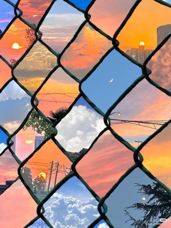 The meme is an image of a chain-link fence with a series of photographs of the sky at different times of day (sunset, night, sunrise) stuck in the links. The text "I'm not arguing, I'm just explaining why I'm right" appears in the top-left corner. The image is a humorous commentary on the idea that someone is being stubbornly argumentative.
